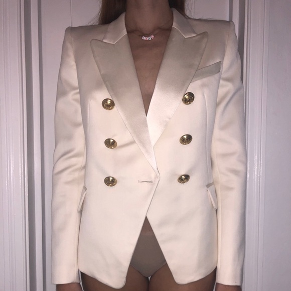 BALMAIN H&M Blazer Jacket in White Cream Size 8 - Picture 3 of 8